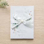 PONATIA 50PCS Vellum Jackets for 5x7 Invitation Cards - 135GSM Green Leaves Vellum Sleeves, 5x7'' Clear Jackets Wedding Invitations Wraps - Transparent Card Jackets