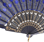 QIRMIZI 10 Pack Fabric Folding Handheld Fans, Perfect for Weddings, Parties, and Dancing,Royal Blue