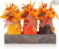 Mason Jar Fall Thanksgiving Centerpieces for Tables Fall Thanksgiving Table Decor, Flower, Wood Tray, Pumpkin Centerpieces Table Decorations for Home Indoor, 25 Pcs Autumn Kitchen Decor