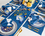 Solino Home Linen Table Runner 48 Inches - 100% Pure Linen Indigo Blue Hemstitch Table Runner 14 x 48 Inch Ideal for Dresser and Coffee Tables - Fall, Autumn, Christmas, Holiday - Classic Hemstitch