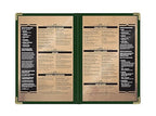 Goodsmart Restaurant Menu Covers – 25 Pack Green 4-View, Side-Loading Menu Holders, Vinyl & Plastic Café Menu Covers, Clear Menu Sleeves, Fits 5.5" x 8.5", Leather-Style Design, Gold Corners