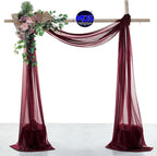MDS Halloween Chiffon Draping Fabric - 2 Panel, 30" Wide x 20ft Long - Sheer Spooky Arbor & Canopy Drapery for Haunted House Backdrops, Party Ceilings, DIY Costumes & Themed Events - Burgundy