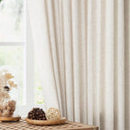 Vision Home Natural Pinch Pleated Semi Sheer Curtains Textured Linen Blended Light Filtering Window Curtains 90 inch for Living Room Bedroom Pinch Pleat Drapes with Hooks 2 Panels 42" Wx90 L