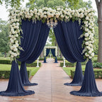 PartyVillage 10ft×15ft Navy Blue Backdrop Curtain for Wedding Parties, 2 Panels Wrinkle Free 15 FT Long Polyester Photo Backdrop Drapes Back Drop Cloth for Birthday Photography Background
