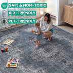 Bloom Rugs Washable Non-Slip 9' x 12' Rug - Dark Teal Traditional Medallion Area Rug for Living Room, Bedroom, Dining Room, and Kitchen - Exact Size: 9' x 12'