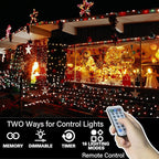 LAMPHOME 33ft Christmas Decorative Mini Lights, 100 LED transparent Wire Fairy Starry String Lights Plug in, 12 Lighting Modes, for Indoor Outdoor Xmas Tree Wedding Party Decoration (White+Multicolor)