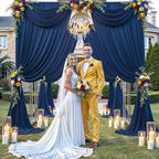 20×14ft Wrinkle Free Navy Blue Backdrop Curtain for Wedding Parties,4 Panels 5×14ft Height Soft Silky Polyester Photo Backdrop Drapes Curtains for Birthday Photography Stage Events Background Cloth