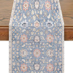 Snycler Table Runner Boho Table Runners Vintage Elegant Farmhouse Table Center Linen Decor for Home Dining Party Entrance (13x108 Inch) Blue