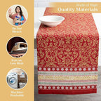 Maison d' Hermine Table Runner 100% Cotton Single Layer Table Runners 72 inches Long for Thanksgiving Christmas Decorations Home Kitchen Dining Party Wedding (Sofia, 14.5" x 72")