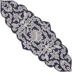 Decorative Beaded Table Runner - 36" Glass Beads & Polyester Table Runner Ideal for Dining, Décor, Luxury Table Centerpiece for Weddings, Holidays & Modern Home Accents (Blue Silver) - CLEENTABLE