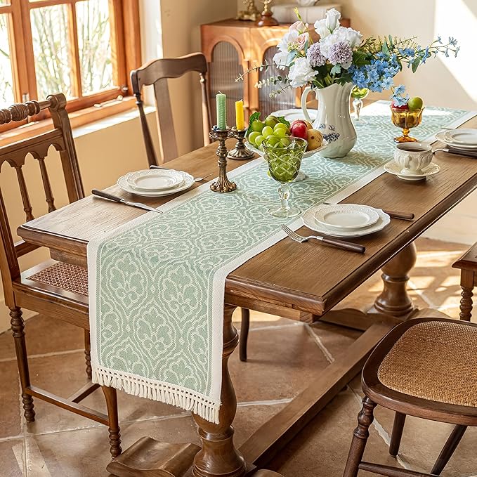 Table Runners 72 Inches Long Waterproof Boho Table Runner with Tassel Fringe,Table Runner for Party Coffee Table