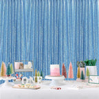 Sequin Backdrop Drapes 3 Panels Fabric Curtain 2FT x 8FT Baby Blue Wedding Photo Backdrop for Birthday Party Photography Background Home Decorations