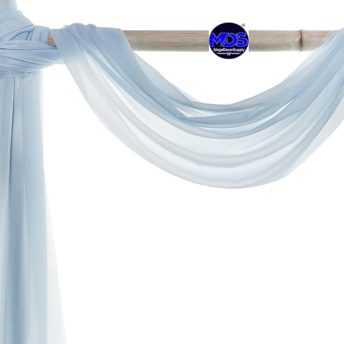 MDS Halloween Chiffon Draping Fabric - 2 Panel, 30" Wide x 100ft Long - Sheer Spooky Arbor & Canopy Drapery for Haunted House Backdrops, Party Ceilings, DIY Costumes & Themed Events - Baby Blue