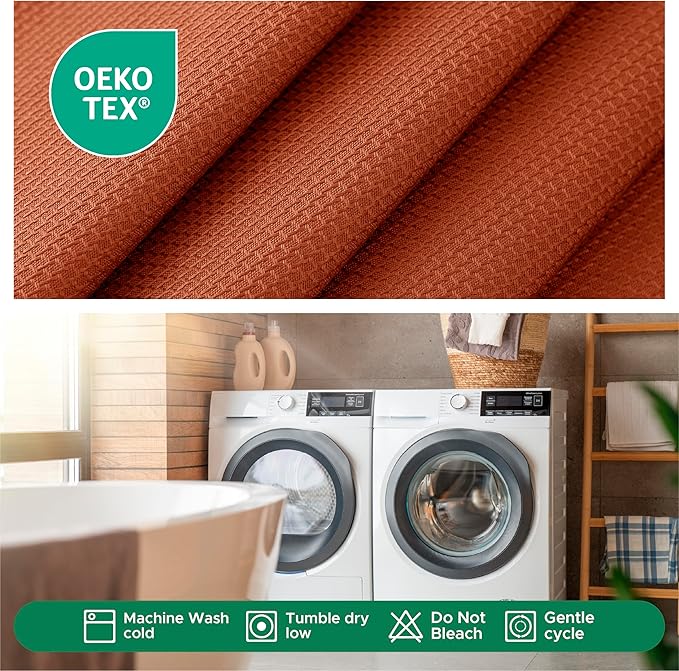 Biscaynebay 2 Pack Fall Tablecloth Textured Fabric 60x108 Inch Rectangular, Rust Thanksgiving Autumn Harvest Water Resistant Fabric Tablecloths for Kitchen, Dining, Wedding, Parties Machine Washable