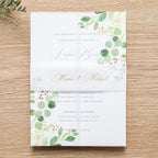 PONATIA 50 PCS Vellum Jackets for 5x7 Invitation Cards- 135GSM Green Eucalyptus Vellum Sleeves, Wedding Invitations Wraps Transparent Christmas Gift Cards Jackets
