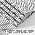 Durony 4 Pack Disco Party Table Runners, 11 x 108 Inch Silver Glitter Foil with Sparkle Sequin, Ideal for Bachelorette, 70s, Disco, Cowgirl Parties