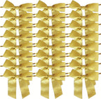 50pcs 3-1/2" Metallic Gold Satin Ribbon Bows with Twist Ties for Gift Wrapping Packing Christmas Decoration (Metallic Gold)