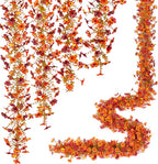 Fall Mums Flowers Artificial Garland for Decoration, 4 Pack 5.9 FT Faux Mums with Eucalyptus Leaves Ivy, UV Resistant Fake Fall Daisy Floral Vine Flowers for Home Garden Wedding Backdrop Decor