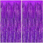 2 Pack Purple Backdrop Tinsel Foil Fringe Curtains Sparkle Metallic Wavy Foil Fringe Backdrop Curtain Photo Booth Props for Halloween Party Decorations Birthday Graduation Bachelorette