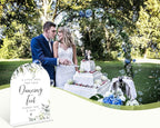 Greenery Dancing Feet Sign, 6 x 8 Inch White Arch Acrylic Wedding Sign with Holder, Wedding Sign for Ceremony and Reception, Wedding Decoration, Wedding Supplies - LY24