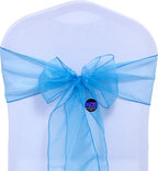 MDS Pack of 100 PCS Organza Chair Sashes Wider Dining Chair Bows Ribbon Tie Back for Wedding Party Birthday Bridal Shower Reception Event Banquet Home Chair Cover Decoration - Blue