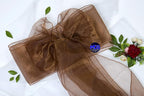 MDS Pack of 250 PCS Organza Chair Sashes Wider Dining Chair Bows Ribbon Tie Back for Wedding Party Birthday Bridal Shower Reception Event Banquet Home Chair Cover Decoration - Coffee