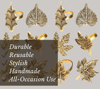 12-Piece Metal Napkin Rings - Antique Gold Harvest Leaf Napkin Rings - Decorative Table Accents for Holiday Party, Dinner, Family Gatherings, Table Décor Weddings & Everyday Use - ALPHA Living HOME