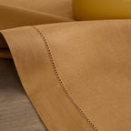 Solino Home Linen Brown Sugar Table Runner 120 Inches Long - 100% Pure Linen 14 x 120 Inch Table Runner for Fall, Autumn, Thanksgiving - Classic Hemstitch