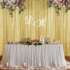 Sugargirl Gold Sequin Backdrop Curtain 4 Panels 2FTx8FT Glitter Gold Background Drapes Sparkle Photography Backdrop for Party Wedding Birthday Wall Decoration
