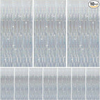 10 Pack Silver Tinsel Foil Fringe Curtains Party Decorations Streamers for Christmas Birthday Bachelorette Party Wedding Baby Shower Decor