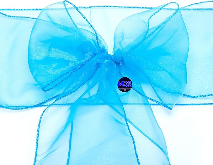 MDS Pack of 75 PCS Organza Chair Sashes Wider Dining Chair Bows Ribbon Tie Back for Wedding Party Birthday Bridal Shower Reception Event Banquet Home Chair Cover Decoration - Blue