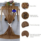 MDS 2 Pack 14ft Chiffon Table Runner 29 x 170 Inches Sheer Wedding Runner Romantic Rustic Table Runner for Wedding Decorations, Birthday Parties, Bridal Shower Party Arch Decor - Mocha