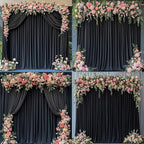 30 ft x 10 ft Wrinkle Free Black Backdrop Curtain for Parties, 6 Panels 10ft Polyester Black Photo Backdrop Drapes for Graduation Birthday Wedding Party Stage Curtains, Thick Bulk Background Curtains