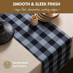 Native Fab Table Runner Buffalo Check Plaid 100% Cotton - 13x90 Inches Kitchen Dining Table Decoration for Indoor Outdoor Farmhouse Home Party Decor - Black, Grey