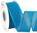 Ribbli Turquoise Blue Burlap Wired Ribbon,1-1/2 Inch x 10 Yard, Wired Edge Ribbon for Big Bow,Wreath,Tree Decoration,Outdoor Decoration