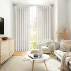 Vision Home Natural Pinch Pleated Semi Sheer Curtains Textured Linen Blended Light Filtering Window Curtains 102 inch for Living Room Bedroom Pinch Pleat Drapes with Hooks 2 Panels 42" Wx102 L