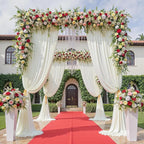 leegleri 50ftx12ft Wrinkle Free Ivory Backdrop Curtain, 10 Panels 12FT Height Ivory Wedding Backdrop Drapes, Silky Polyester Back Drop Cloth for Birthday Photography Background Party Backdrop Draping