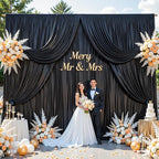 Black Glitter Backdrop Curtain for Parties Wedding,10Ft x 10Ft Satin Shimmer Photo Backdrop,Non-Wrinkle Sparkle Drapes for Backdrop,Back Drop for Photography, Birthdays,Weddings,Prom