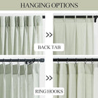 Vision Home Light Green Pinch Pleated Semi Sheer Curtains Textured Linen Blended Light Filtering Window Curtains 72 inch for Living Room Bedroom Pinch Pleat Drapes with Hooks 2 Panels 40" Wx72 L