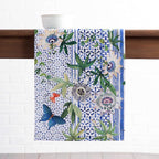 Maison d' Hermine Table Runner 100% Cotton Single Layer Table Runners 108 inches Long Decorative for Home Kitchen Dining Party Wedding Bridal Shower Spring Summer (Passiflora, 14.50" x 108")