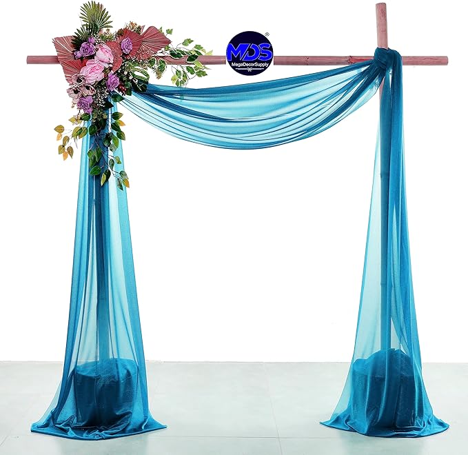 MDS Halloween Chiffon Draping Fabric - 2 Panel, 30" Wide x 75ft Long - Sheer Spooky Arbor & Canopy Drapery for Haunted House Backdrops, Party Ceilings, DIY Costumes & Themed Events - Dark Teal