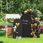 Set of 2 Arch Backdrop Cover, High Elastic Wrinkle-Resistant Arch Cover, Spandex Fabric Thick Opaque Round Top Chiara Backdrop for Wedding Birthday Baby Shower Garden Decor 6FT, 7.2FT, Black