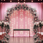 50ftx14FT Wrinkle Free Pink Backdrop Curtain, 10 Panels 14FT Height Pink Wedding Backdrop Drapes, Silky Polyester Back Drop Cloth for Birthday Photography Background Party Backdrop Draping