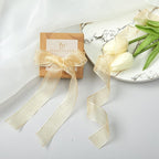 1 Inch Wide Sheer Chiffon Ribbon - Pearl Silk Woven Ribbon Suitable for Gift Wrapping, Wedding Decor, Home Decor, Girl Hair Accessories Handmade DIY (25 Yards/roll) (Champagne)