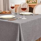 Fitable Faux Linen Tablecloths Rectangle 60 x 144 Inch - 2 Pack Neutral Table Clothes for 10 Foot Tables, Stone Flax Look Kitchen Table Covers for Farmhouse, Dining, Party, Banquet, Buffet