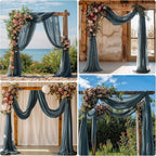 Wedding Arch Draping Fabric 6 Panels 28.7" x 20FT Grey Blue Sheer Chiffon Backdrop Drapes for Wedding Ceremony Birthday Party Bridal Shower Outdoor Decoration