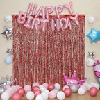 3 Pack Red Aluminium Foil Curtains, 3.3ft x 6.6ft, Wavy Shape, for Party Decorations & Photo Background