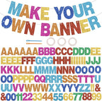 BEISHIDA 116 PCS A-Z Glitter Colorful DIY Letter Banner Kit Make Your Own Banner，Including 111 Letters and Numbers 3 Rope and 2 Threading Device,Customized for Birthday Graduation Wedding Party Decor