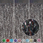 Black Foil Curtain Backdrop, CYLMFC 3 Pack 3.3 ft x 6.6 ft Sparkle Metallic Foil Curtains for Photo Booth Props Decoration,Graduation,Fiesta,Halloween Party Decor
