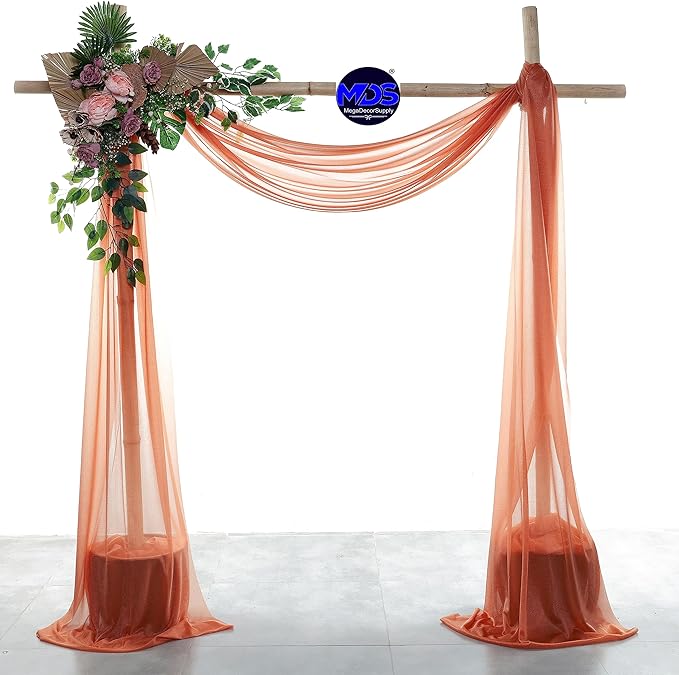 MDS Halloween Chiffon Draping Fabric - 1 Panel, 30" Wide x 40ft Long - Sheer Spooky Arbor & Canopy Drapery for Haunted House Backdrops, Party Ceilings, DIY Costumes & Themed Events - Terracotta